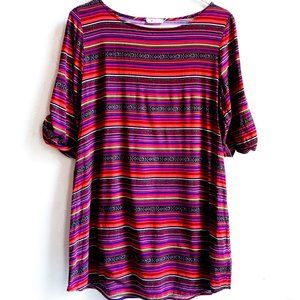 everly colorful shift pattern dress 3/4 sleeves